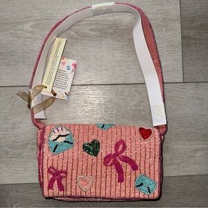 Beaded Pink Love Letter Valentine’s Day Shoulder Bag 🩷💝💖